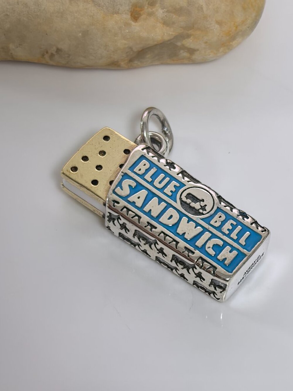 James Avery Enamel Blue Bell Ice Cream Sandwich Charm, S925 Silver (Women's)